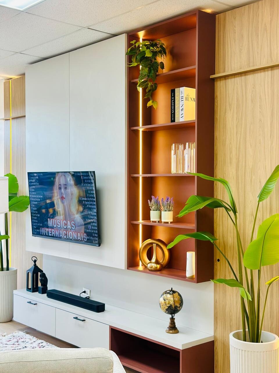 Custom architectural living room built-in